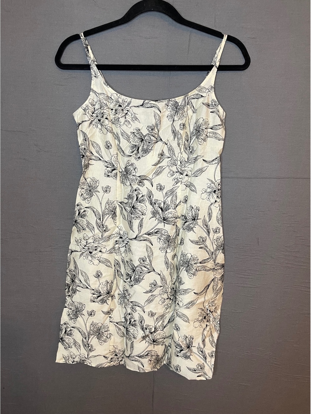 NWT A New Day Floral Mini Dress Size 2 Black White Toile Smocked Cami Sundress